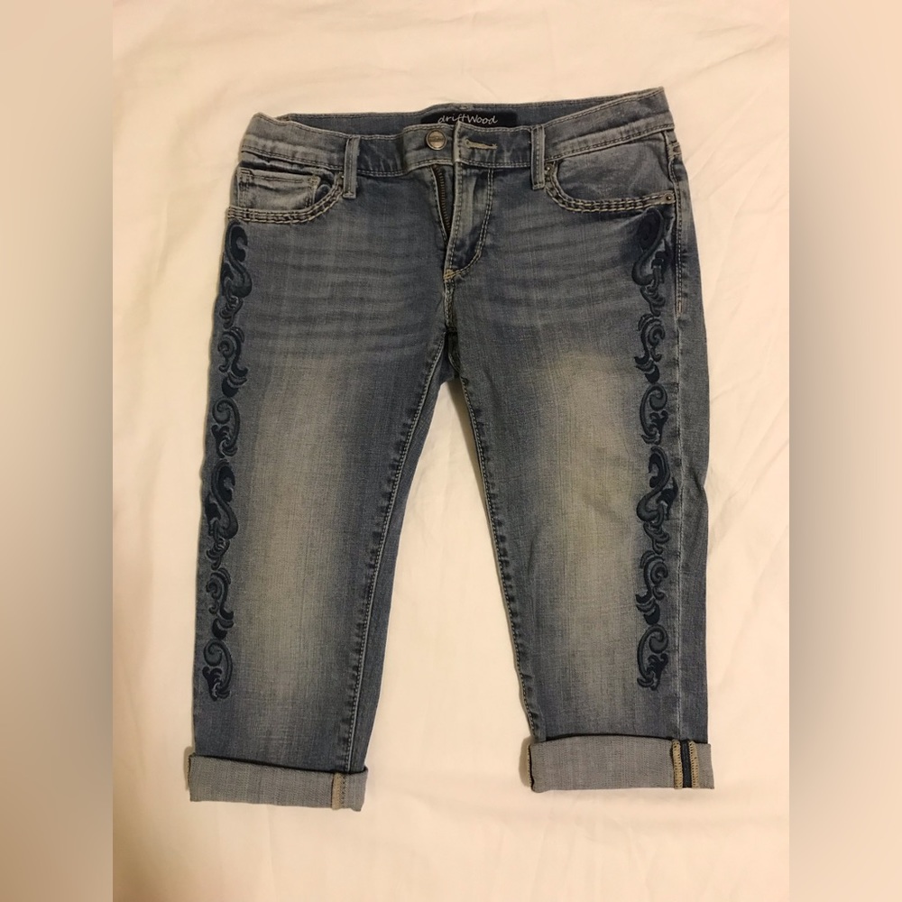 Sundance Driftwood cropped embroidered jeans